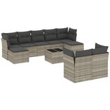 vidaXL Vrtna sedežna garnitura 10-delna z blazinami sv. siv poli ratan, (21411094) | Shoptok.si