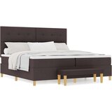  Krevet s boxspringom s madracem i klupom Tamnosmeđi 200x200 cm Tkanina | shoptok.hr