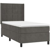 Box spring postelja z vzmetnico temno siva 90x200 cm žamet, (20846755) | Shoptok.si