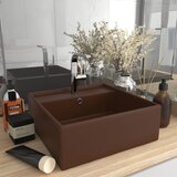vidaXL Razkošen umivalnik kvadraten mat temno rjav 41x41 cm keramika Cene