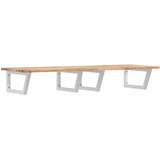  Zidna polica za umivaonik od čelika i masivnog bagremovog drva Smeđa 140 x 50 x 2 cm | Shoptok.si