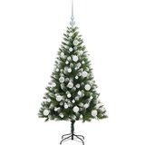 vidaXL Umjetna jelka s pantenom i pahuljicama Zelena i bijela 120 cm | shoptok.hr