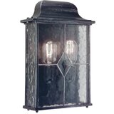 Elstead Lighting Elstead Wexford Zunanja stenska svetilka z 2 lučema, pol-lamperja, črno-srebrna, IP43, E27, (22100010) | Shoptok.si