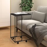 vidaXL Stranska mizica s kolesi črna 40x30x63,5 cm konstruiran les Cene