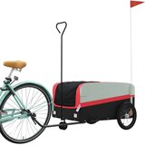 vidaXL Kolesarska prikolica črna in rdeča 45 kg železo | Shoptok.si