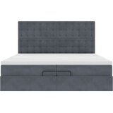 vidaXL Otomanski posteljni okvir z vzmetnicami siv 200x200cm žamet | Shoptok.si