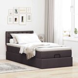 vidaXL Otomanska postelja z vzmetnico rjav 100x200 cm blago | Shoptok.si