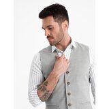 Ombre Men's jacquard suit vest without lapels - light grey | Shoptok.si