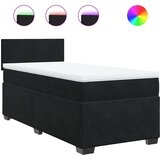 Krevet box spring s madracem crni za jednu osobu baršunasti | Eponuda.com