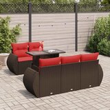 vidaXL Vrtna sedežna garnitura z blazinami 6-delna rjav ratan/akacija | Shoptok.si