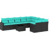  10-dijelni set vrtnih sofa od poliratana s jastucima crni | shoptok.hr