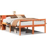 vidaXL Krevet s regalom za knjige bez madraca 135x190 cm masivno drvo | shoptok.hr