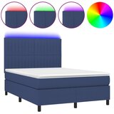  Krevet box spring s madracem LED plavi 140x200 cm od tkanine | shoptok.hr