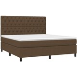  Box spring postelja z vzmetnico temno rjava 160x200 cm blago, (20900024) | Shoptok.si