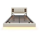 Lumor Oblazinjena postelja iz lana 160x200 cm – z USB priključkom + LED osvetlitvijo – z kovinsko letveno podlago – bež, (22150862) | Shoptok.si