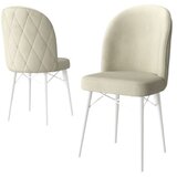 Hanah home set trpezarijskih stolica Bika 4 kom, krem tkanina Babyface, bele drvene noge | Eponuda.com