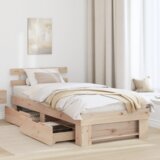 vidaXL krevetna konstrukcija smeđa 75 x 190 cm čvrsta borova drva | shoptok.hr