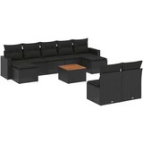 vidaXL 10-dijelni set vrtnih sofa s jastucima crni od poliratana | shoptok.hr