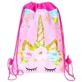 Lean Toys Šolska torba za čevlje Gimnastika Samorog Rože Roza 35x27cm | Shoptok.si