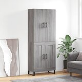vidaXL Visoka komoda siva sonoma 69,5x34x180 cm inženirski les | Shoptok.si