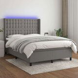 Box spring postelja z vzmetnico LED temno siva 140x200 cm blago, (20724329) | Shoptok.si