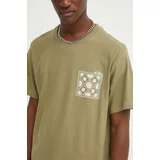 Les Deux Kratka majica s primesjo lanu zelena barva, LDM101176
