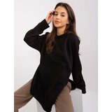 Fashion Hunters Black hooded sweatshirt with slits Cene