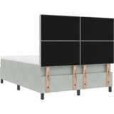 vidaXL Box Spring postelja z vzmetnico in LED svetlobo svetlo siva 140x190 cm žamet | Shoptok.si