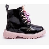 Kesi Children's patented insulated boots with embellishment, black-pink Bunnyjoy Cene