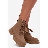 Boto Women's Ankle Boots Workers With Zipper Dark Beige Tirina | shoptok.hr