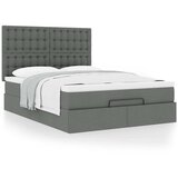 vidaXL Otomanski posteljni okvir z vzmetnico siv 140x200 cm blago Cene