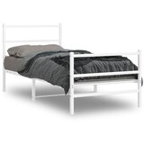 Maison Chic Kovinski Posteljni okvir - Enojna postelja - Postelja za odrasle z vzglavjem in vznožjem bel 90x190 cm, (21695508) | Shoptok.si