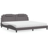  Krevet Viana s madracem sivi 200 x 200 cm od umjetne kože | shoptok.hr
