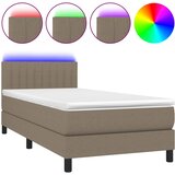  box spring s madracem LED smeđesivi 100x200 cm tkanina | shoptok.hr
