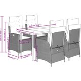  5-dijelni vrtni blagovaonski set s jastucima poliratan smeđi | shoptok.hr