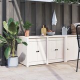 The Living Store Zunanja kuhinjska omarica bela 106x55x64 cm trdna borovina - Zunanja Kuhinjska Omarica, (21657228) Cene
