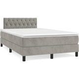 vidaXL Box spring postelja z vzmetnico LED sv. siva 120x190 cm žamet | Shoptok.si