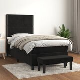 vidaXL Box spring postelja z vzmetnico črna 100x200 cm žamet Cene