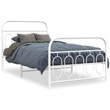 vidaXL Kovinski posteljni okvir z vzglavjem in vznožjem bel 100x190 cm | Shoptok.si