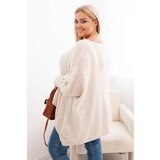 Kesi Włoski Women's Plus Size sweater with acrylic in a loose fit and 3/4 sleeves beige | shoptok.hr
