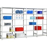 eurokraft pro Skladiščni sestavljiv regal, pocinkan, lahka izvedba, višina regala 2500 mm, osnovni regal, širina x globina 1000 x 300 mm | Shoptok.si