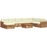  Set vanjskih sofa 9 kom. Prirodna i krem Čvrsto drvo akacije | shoptok.hr