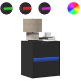 vidaXL Zidni noćni ormarići s LED svjetlima 2 kom crni | shoptok.hr