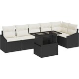 vidaXL 7-delna vrtna sedežna garnitura z blazinami črni poli ratan, (22091366) | Shoptok.si