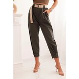 Kesi Włoski Summer Punto pants with a fastening at the ankles dark khaki | Shoptok.si