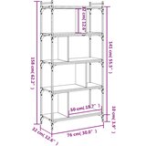  Regal za knjige s 5 razina siva boja hrasta 76x32x158 cm drveni | shoptok.hr