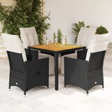  5-dijelni vrtni blagovaonski set s jastucima od poliratana crni Crna 90 x 90 x 75 cm | shoptok.hr