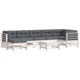 Maison Chic Seti vrtnega pohištva - Vrtna garnitura - Vrtni pohištvo set 8-delna z blazinami bela trdna borovina, (21802228) | Shoptok.si