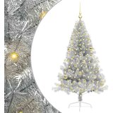 vidaXL Umjetna preddekorirana božićna jelka srebrna 150 cm PET | Shoptok.si