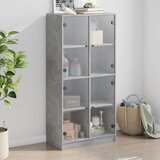  The Living Store Visoka omara z vrati betonsko siva 68x37x142 cm inženirski les - Komoda, (21441104) Cene